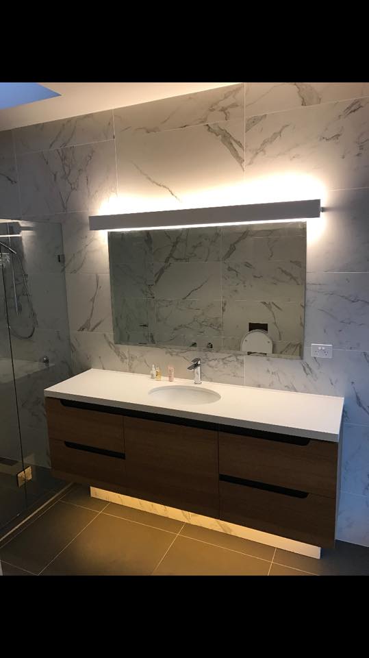 Bathroom backlit mirror installation — Pether Electrical